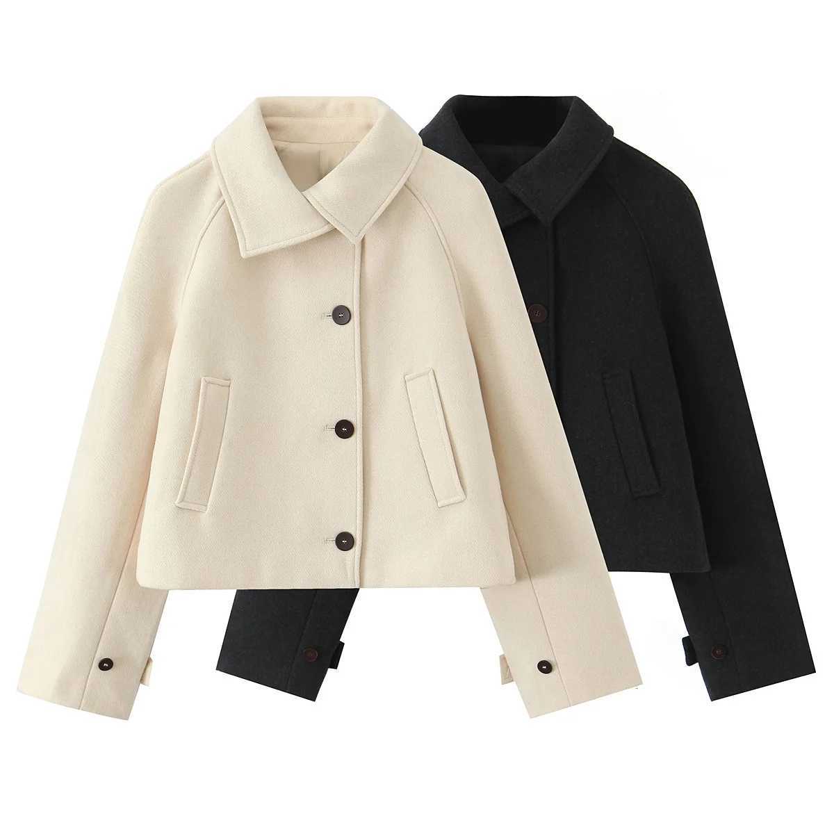 DiYiG WOMAN 2025 winter new fashion solid color short coat retro long sleeve chic lapel button coat Outerwear MujerT251216