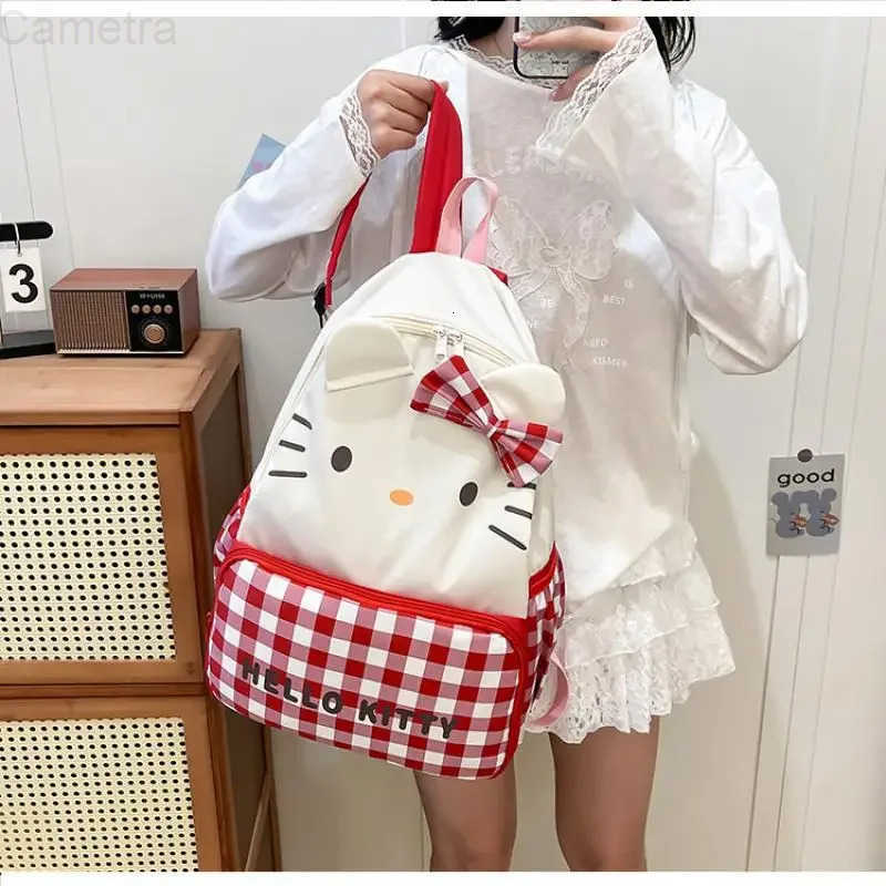 Sanrio New Hello Kittys Backpack Schoolbag Gir Heart Cute Cartoon Student Large Capacity Bags for Woman Kawaii Cartoon H251216