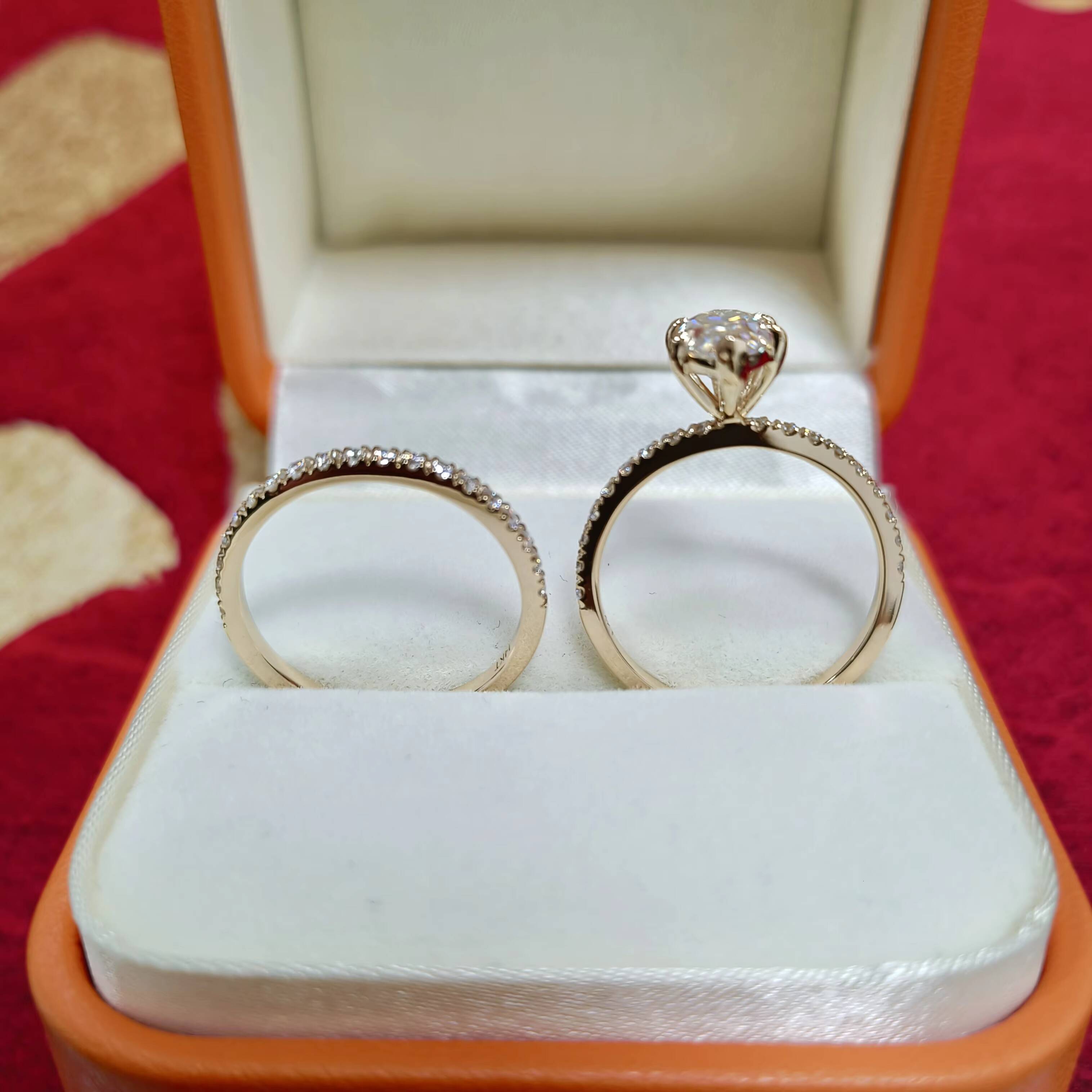 2.5CT Marquise Cut Moissanite Center Band 925Silver Ring Set MQ