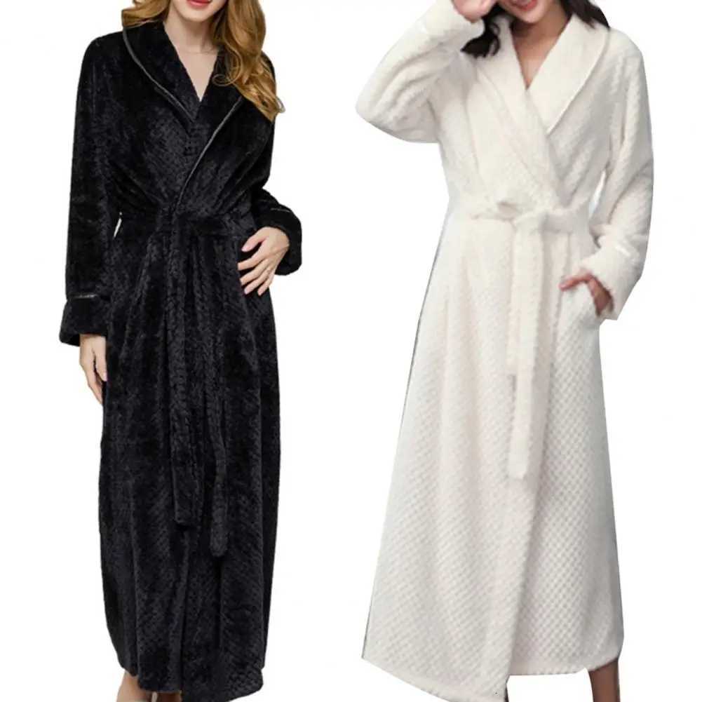 Winter Fashion Women Bathrobe Solid Color Thicken Plush Long Sleeve Bathrobe Sleepwear Warm Nightgown Christmas Gift For Women C251216