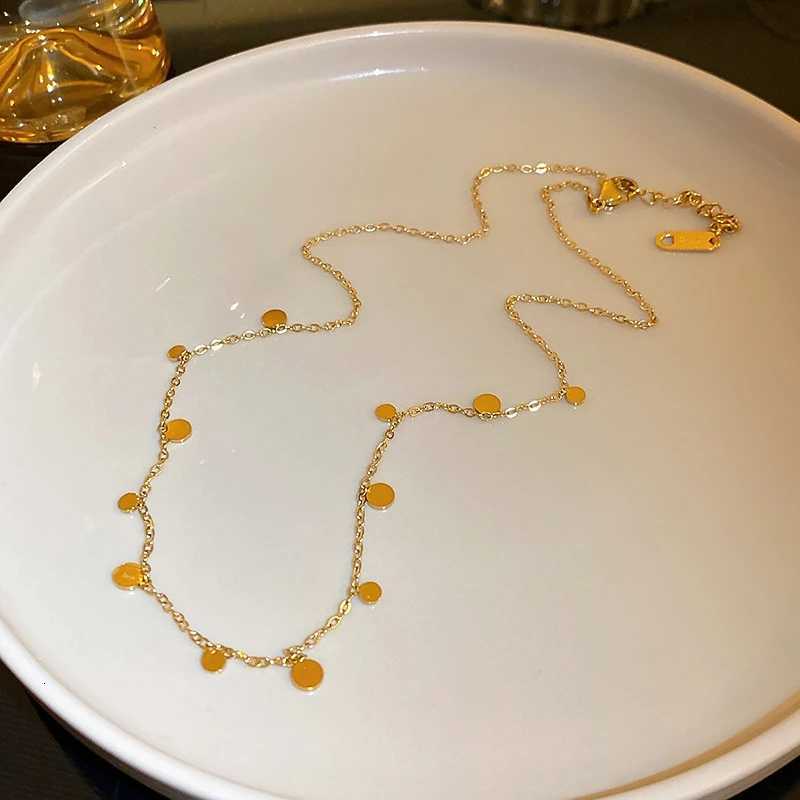 Delicate Jewelry Round Bead Discs Choker Necklace for Women Party Clavicle Chain Necklace Gifts M251216