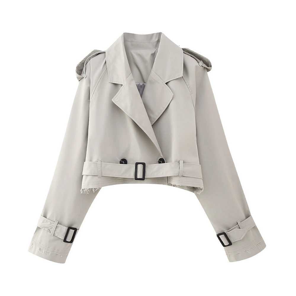 New in Spring Autumn Womens Coat European American Style with Belt Long-sleeved Short Casual Trench Coat Women Coats JacketsT251216