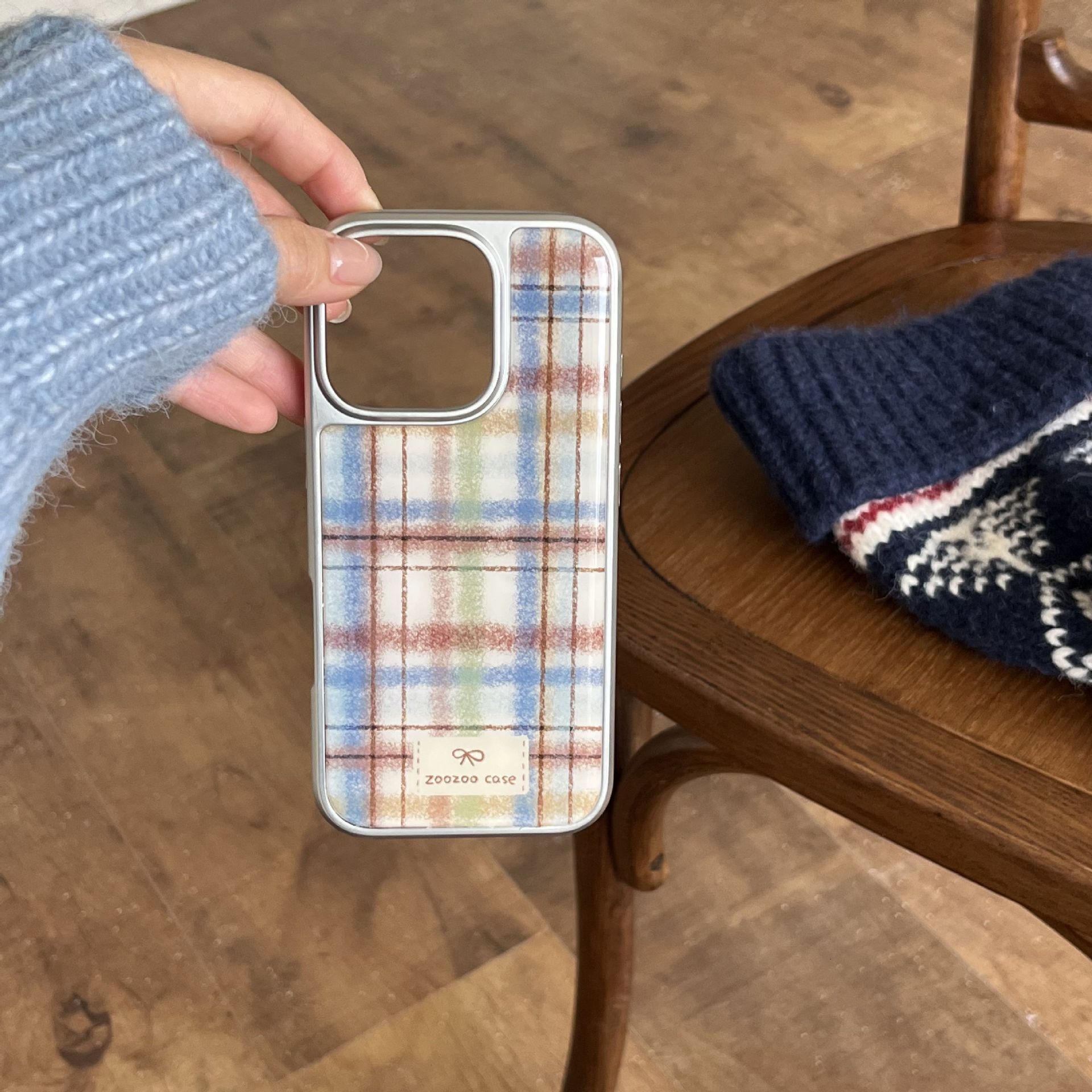 INS Korean Style Colorful Plaid Pattern Compatible with iPhone 17 Apple 16 Pro Max Phone Case 14 Epoxy 15 Simple