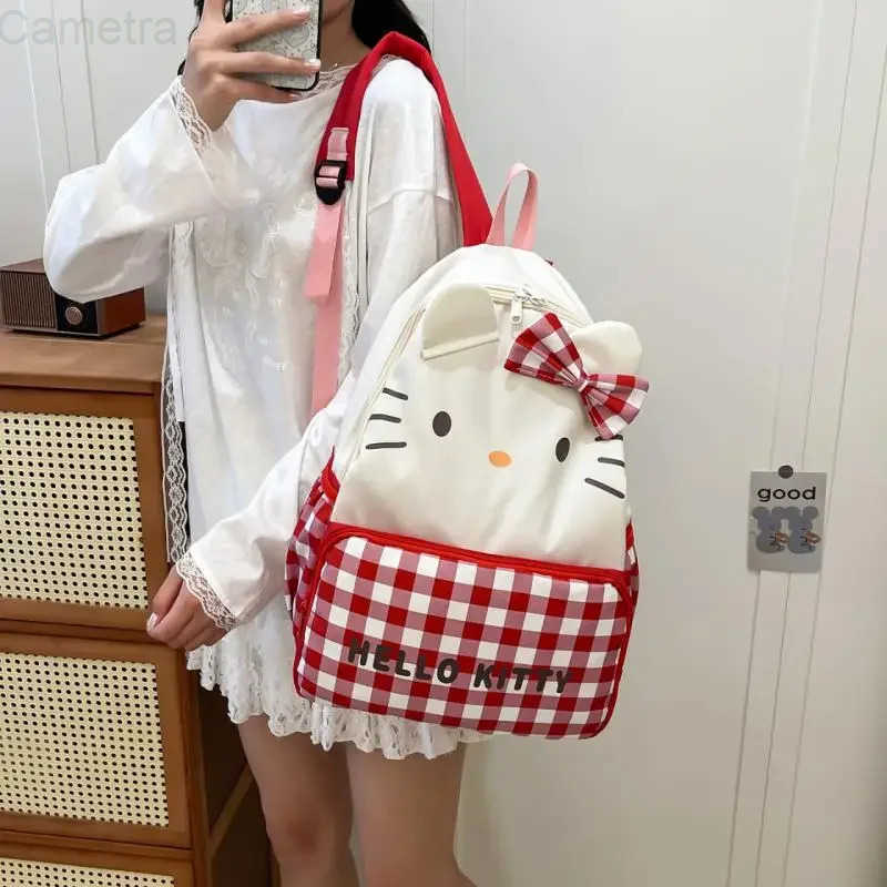 Sanrio New Hello Kittys Backpack Schoolbag Gir Heart Cute Cartoon Student Large Capacity Bags for Woman Kawaii Cartoon H251216