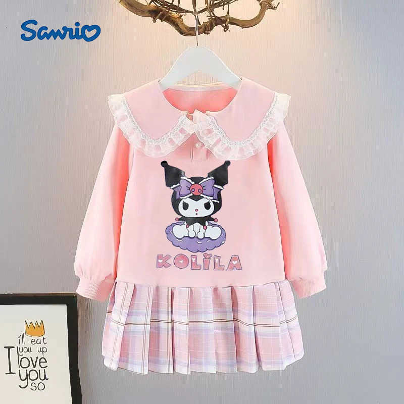 Sanrio Kuromi Sweatshirt Dress Autumn New Childrens Princess Dress Girls JK Uniform Long-Sleeve Dress Fall Clothing for Girls H251216