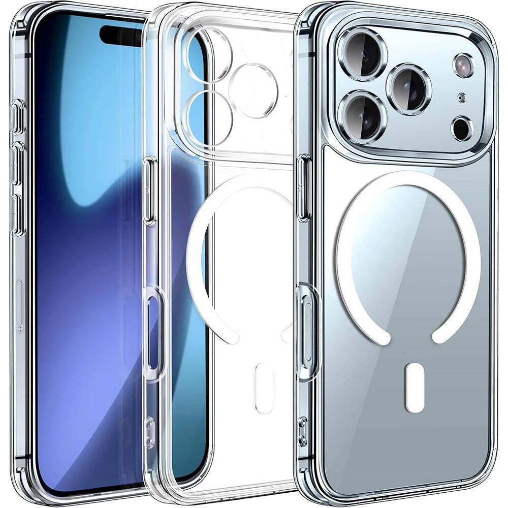 Magnetic Magsafe Wireless Charging Case iPhone Pro Max Hybrid Hard Cover For Apple 17 Air Soft Shell iPhone17 Capa