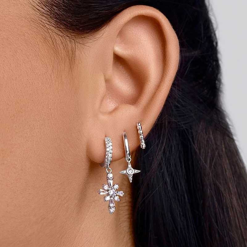 New 925 Sterling Silver Ear Needle Christmas tree/snowflake pendant Hoop Earrings For Women fashion Christmas gifts accessories G251216