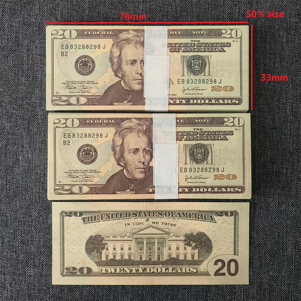 3A TOP Quality Paper Prop Money USA Dollar Bills Movie Props play money USD for Party Decoration Diwali Thanksgiving 78*33mm 50% Size