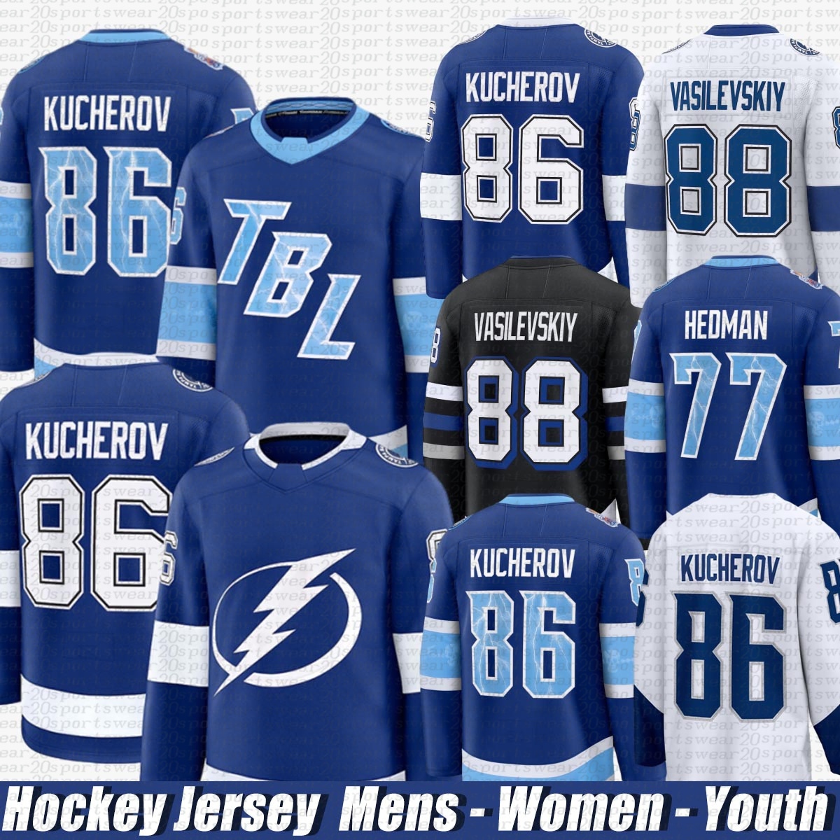 Nikita Kucherov tampa bay hockey jersey lightning jersey Andrei Vasilevskiy Steven Stamkos Brayden Point Victor Hedman Brandon Hagel Anthony Cirelli jerseys