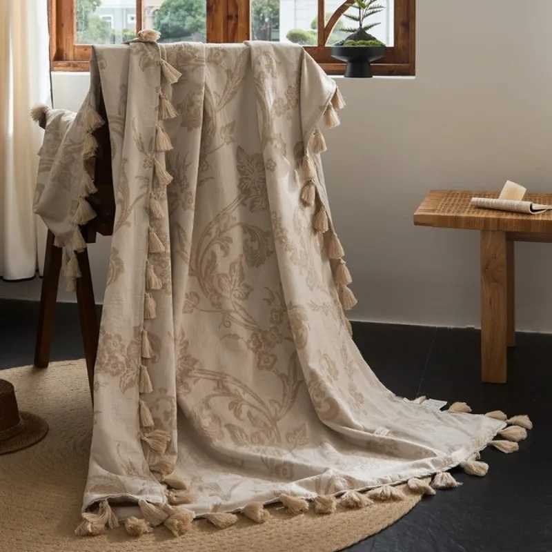2025 new cotton and linen jacquard fringed blanket office nap air conditioner blanket home sofa leisure blanket H251216 - view 4