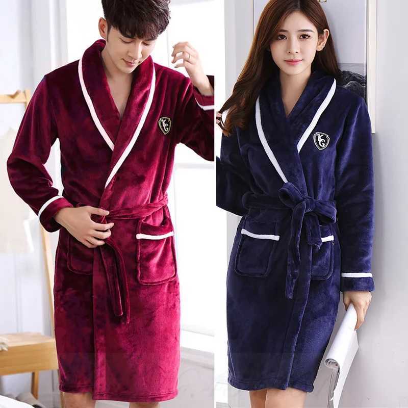 Thicken Warm Flannel Couple Robe Lounge Wear Winter Kimono Bathrobe Gown Women Sleepwear Homewear Loose Coral Fleece Nightwear C251216
