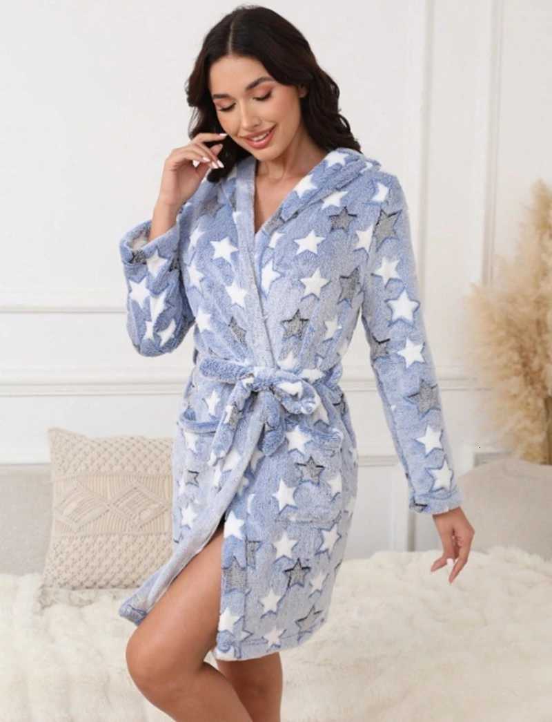 Cute Milk Cow Print Flannel Bathrobe For Women Long-Sleeve V-Neck Front-Belt Robe Soft Breathable Fit Sleeping And Lounging Pjs C251216