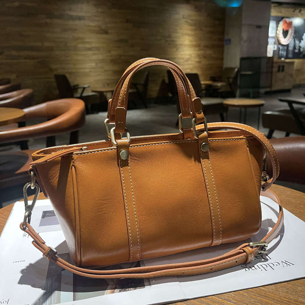 Luxury bag designer bag niche handbag Hobo retro top cowhide women's S genuine tanned handbag crossbody bag tree cream soft leather