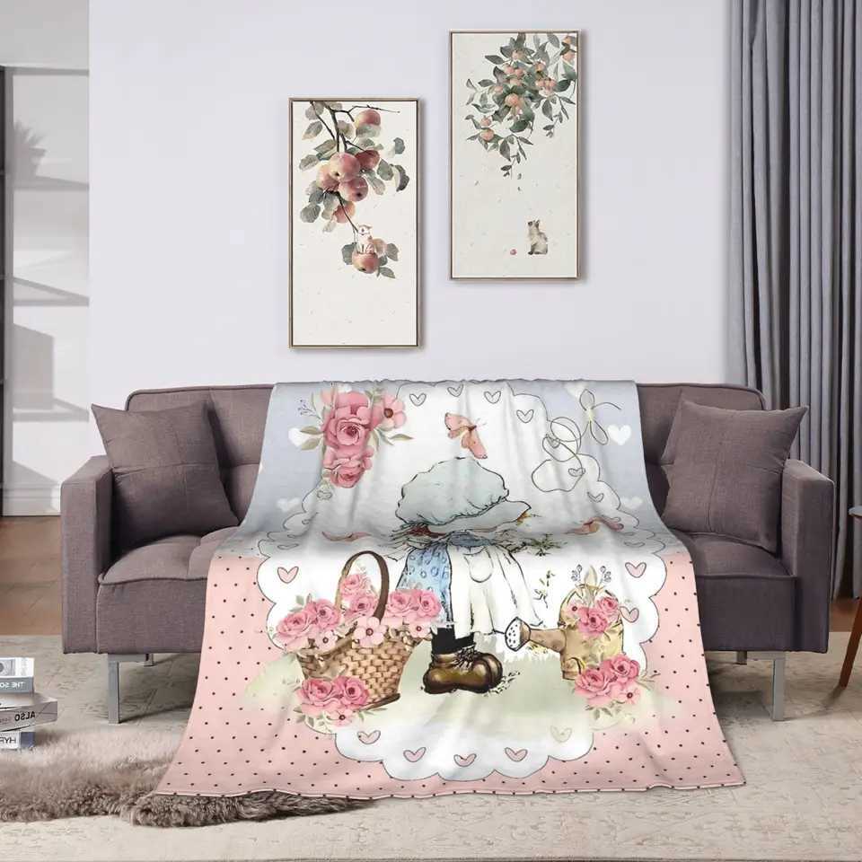 Sarah Kay With Cat Knitted Flannel Blanket Super Warm Bedding Throws for Home Decor Travel Graphic Bedspread Sofa Bed Cover H251216 - view 3