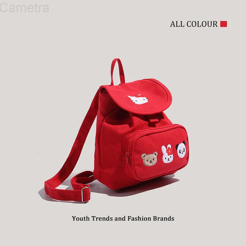 Sanrio anime Hello Kitty Backpack girl decorate New Campus school bag student Portable Canvas bag Large capacity Accessories Gift H251216