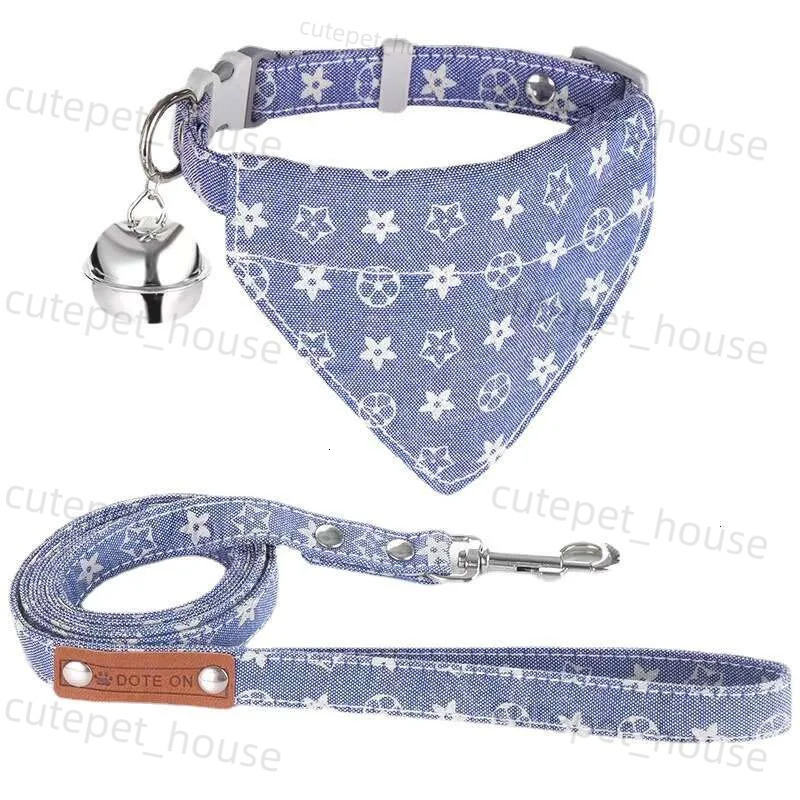 Pet collar Designer Cat Dog Leash Luxury triangular bandage Cotton polyester blend Pets travel equipment set Z3 - view 4