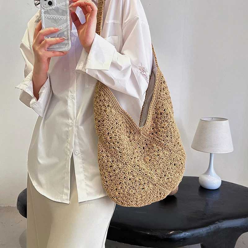 Women Fashion Woven Handbag Large Capacity Straw Woven Tote Shoulder Bag All-matched Top-Handle Bag M251216