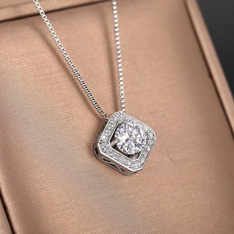 Huitan Classic Sqaure Pendant Necklace with Brilliant Cubic Zirconia for Women Simple Luxury Female Wedding Necklace Hot Jewelry M251216