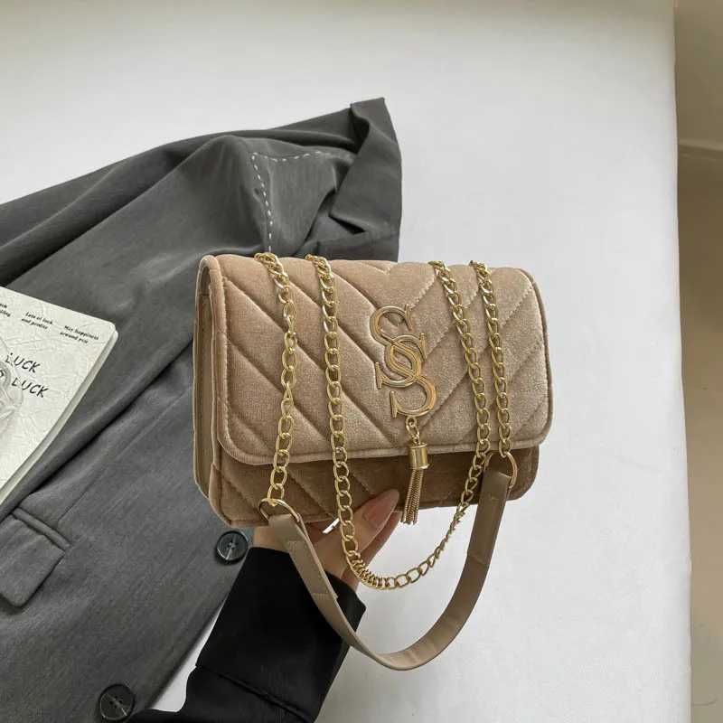 2025 Plaid Chain Square Bag Niche Crossbody Purse for Women Letter Print Shoulder Tote Minimalist Day-to-Night Bag Textured M251216