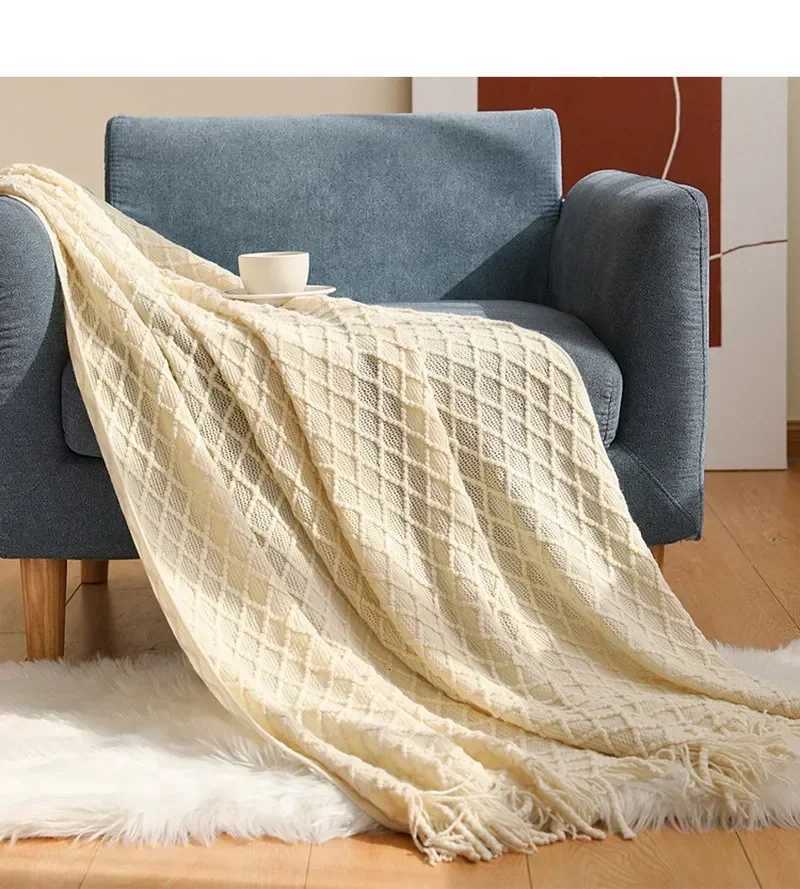Nordic Faux Cashmere Sofa Blanket Office Nap Comfortable Bedspread Soft Homestay Decoration Blanket Thick Winter Knitted Shawl H251216 - view 5