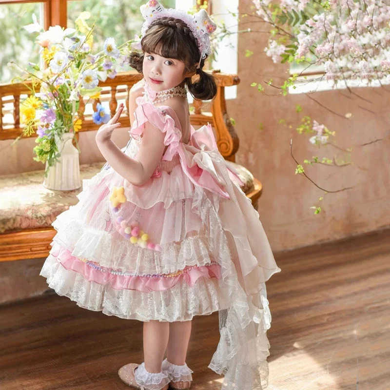 Sanrio Hello Kitty Dress Lolita Dress Girls Party Skirt Girl Kids Dress Childrens Clothes Girls Clothes Kawaii Anime Birthday Gift H251216