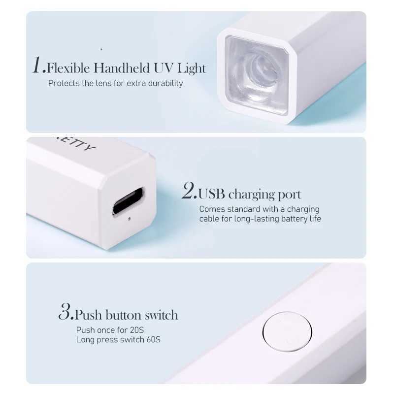 BORN PRETTY 3W Handheld Nail Dryer USB UV Light For Gel Nails Mini Nail Light Portable LED Nail Lamp Rechargeable Nail ToolsT251216