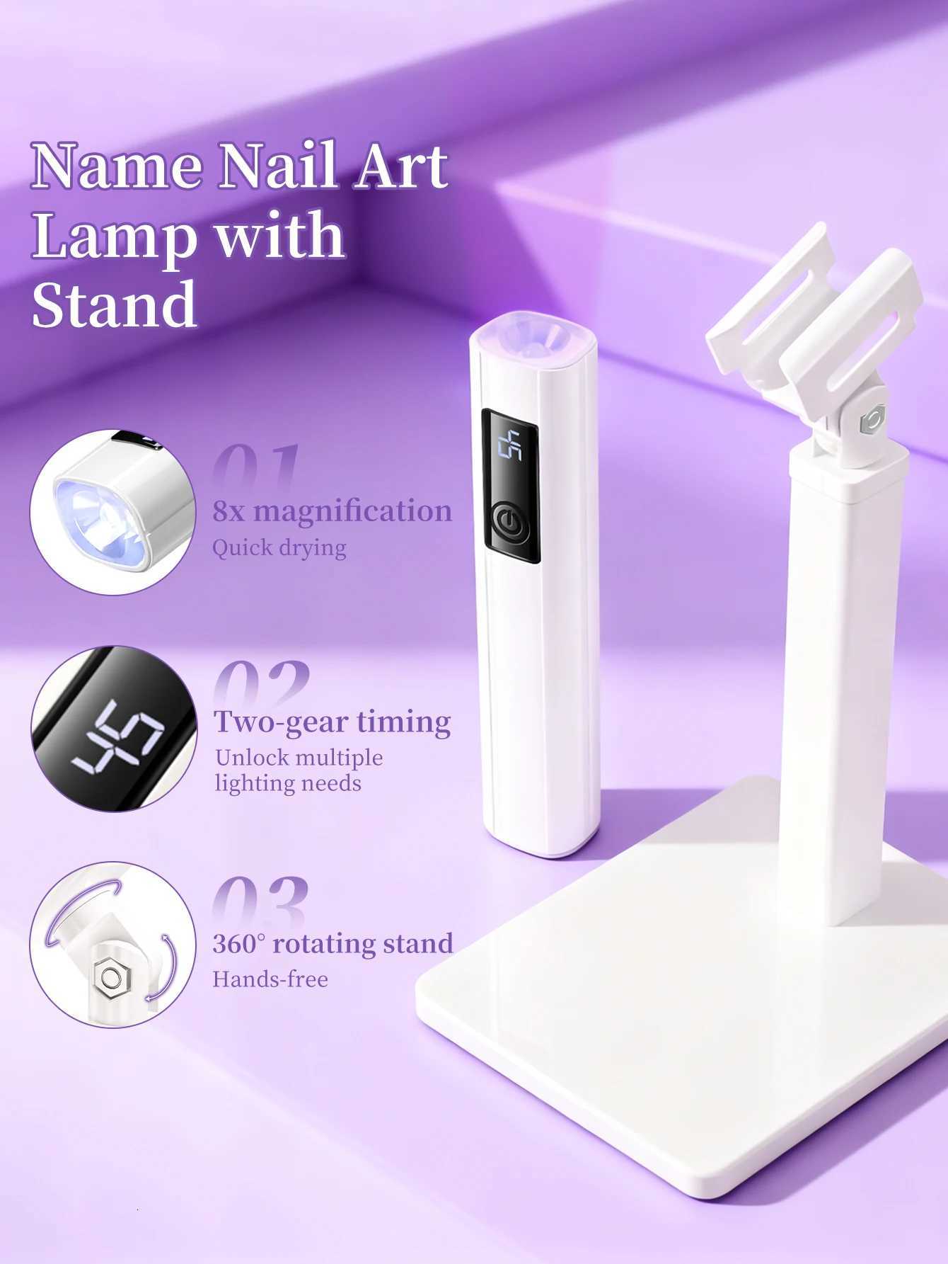 1pc White Mini Rechargeable UV LED Nail Art Lamp with Stand for Gel Nail Quick Drying Manicure Machine UV LED Gel Nail PolishT251216