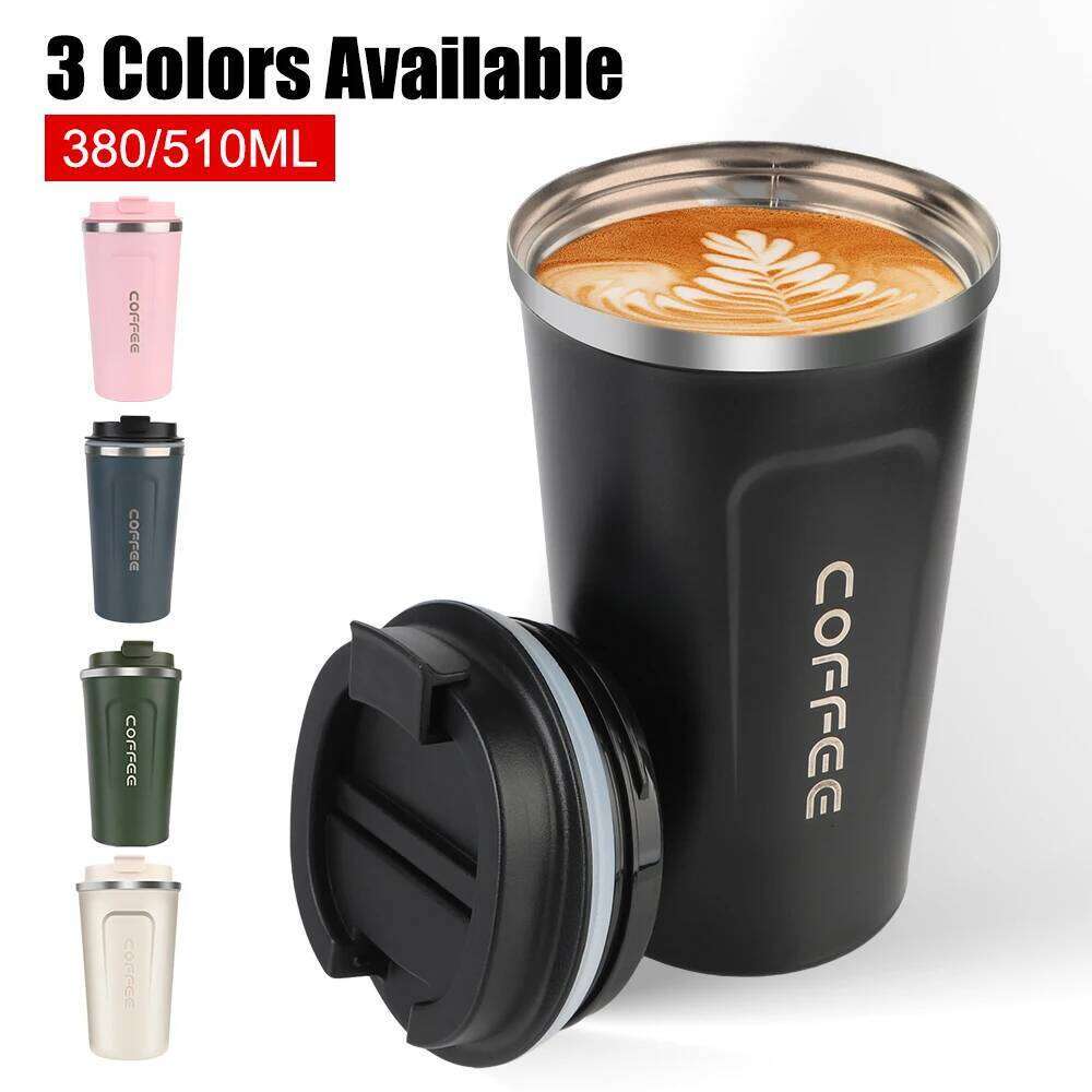 Double Stainless Steel Car Thermos Mug Cafe 380/510ML for Tea Water Coffee Leak_Proof Travel Thermo Cup 25L1215