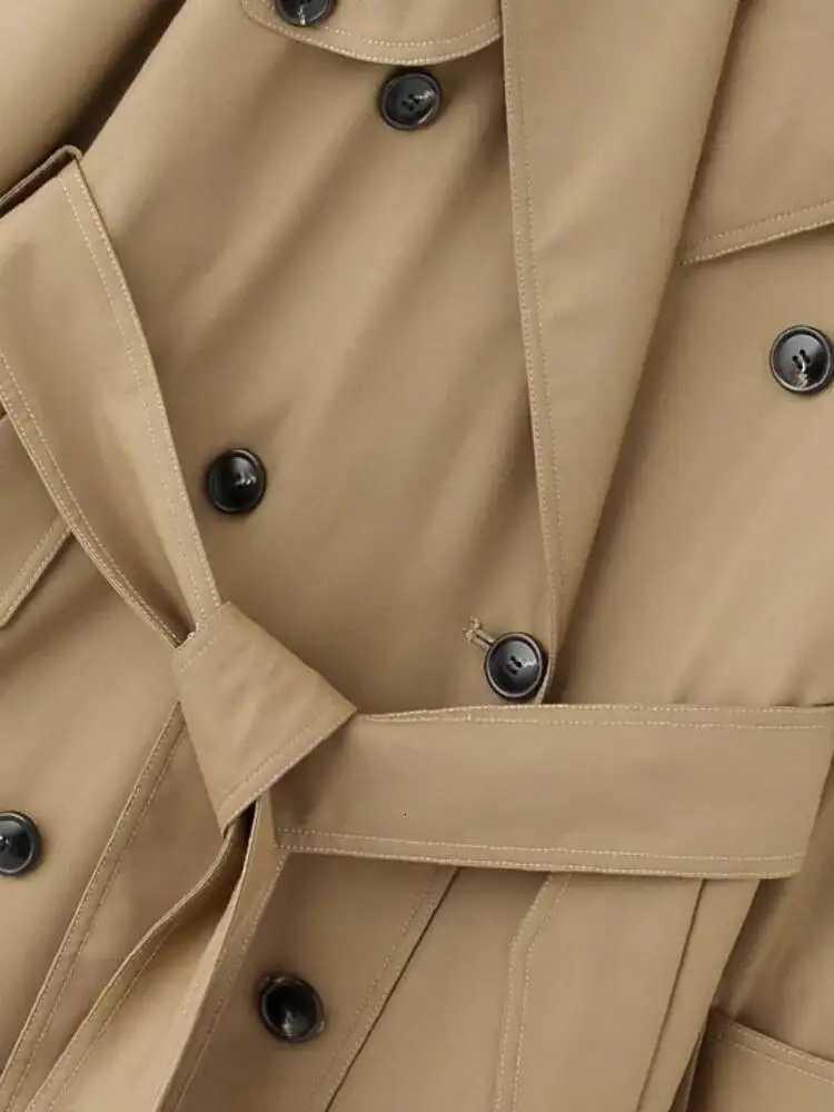 UCXQ Classic Solid Color Trench Female Turn Down Collar Double Breasted Lace Up Windbreaker 2025 Autumn New Tide 23Z3232T251216