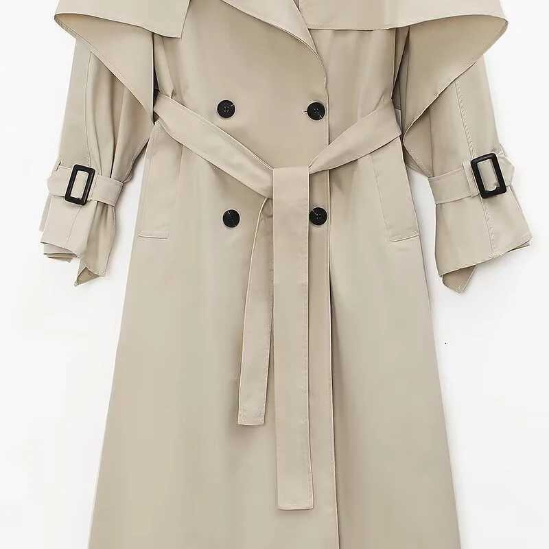 Winter new womens clothing European and American fashion temperament simple double breasted windproof windbreakerT251216