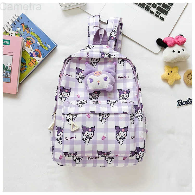 Sanrio Kawaii Kuromi Cartoon School Bags Anime Travel Bags Large Capacity Schoolbag Portable Backpacks Christmas Gifts For Boys Girls H251216