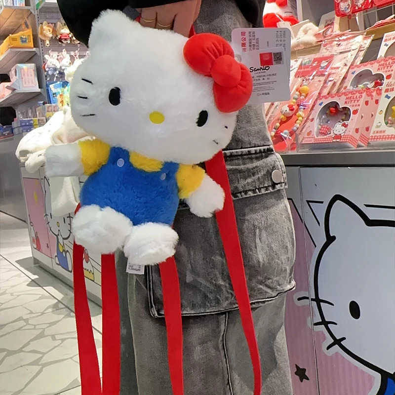 Sanrio Cute Hello Kitty Plush Backpack Cartoon Figure High-Capacity Travel Storage Schoolbag Woman Y2K Decoration Birthday Gift H251216