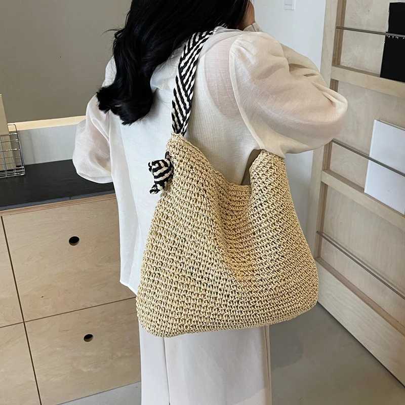 Big Capacity Straw Beach Bag Vintage Handmade Woven Shoulder Bag Raffia Rattan Handbag Bohemian Summer Vacation Crossbody Bags M251216