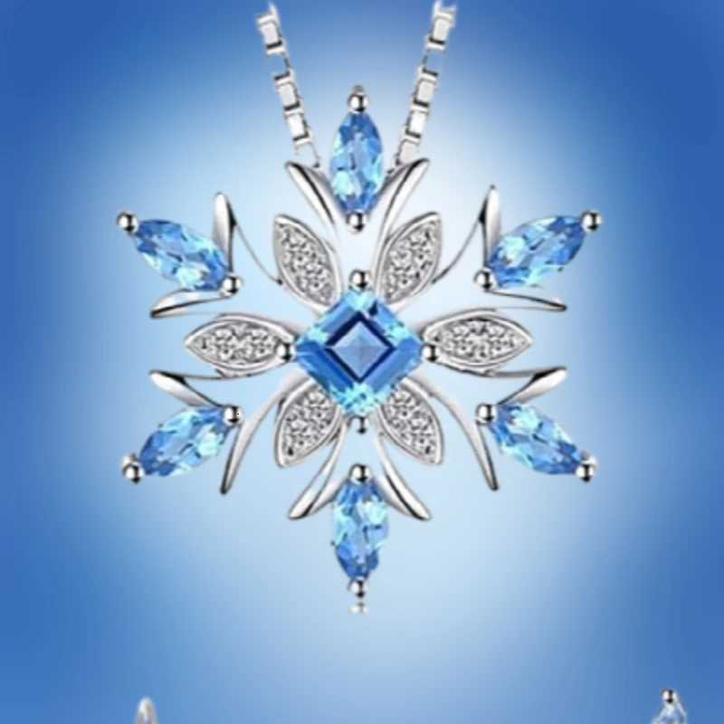 Exquisite Fashionable Income Blue Snowflake Jewelry Lady Necklace Santa Snowflake Lucky Guardian Pendant Halloween Auspicious M251216