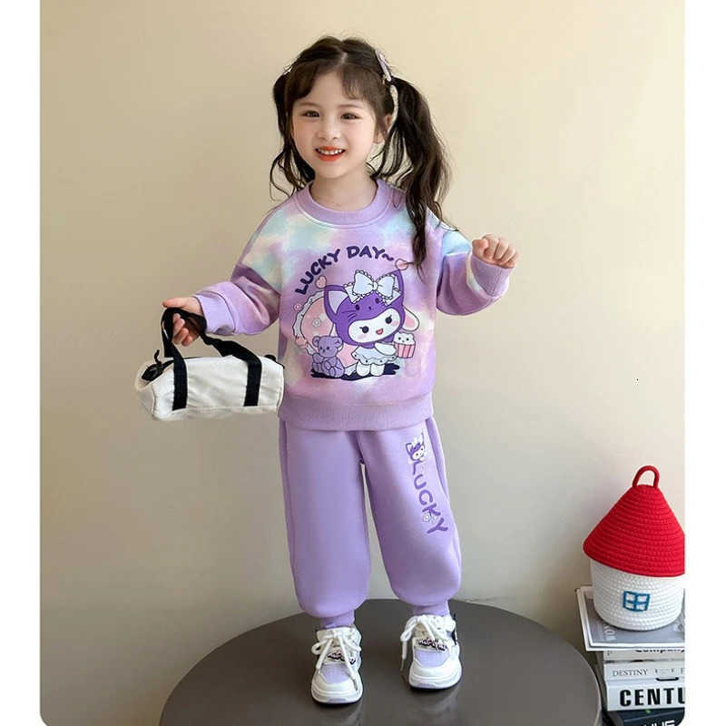 Sanrio Autumn Baby Girl Clothes Set Kid Cute Kunomi Printed Sweatshirts Pullover TopPants 2pcs Suit Children Sweet Tracksuits Outfits H251216