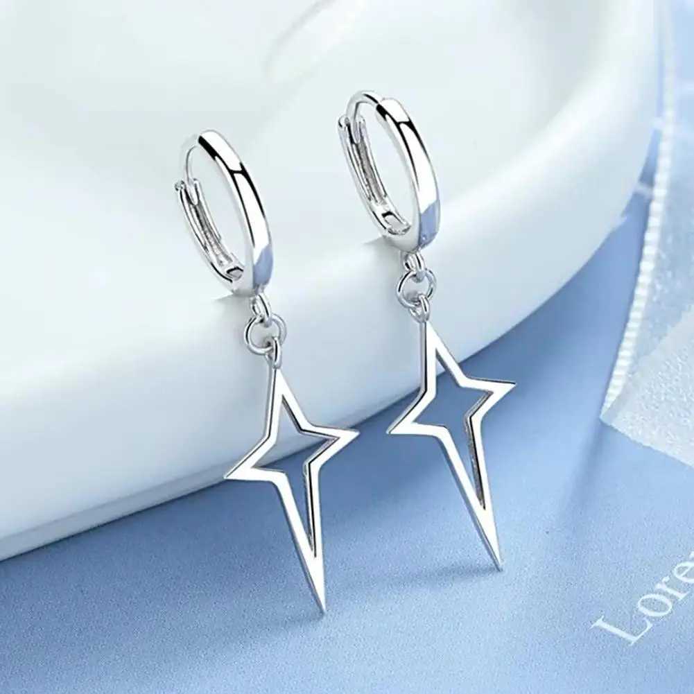 Classics Pointed North Star Small Hoop Earring For Women Silver Color Drop Earrings TrenDY Hollow Star Earring G251216