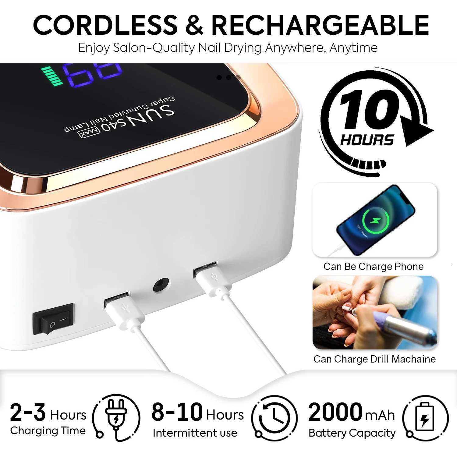 DianaBeauty UV Nail Lamp 57 LEDs Rechargeable Cordless Nail Dryer with 3 Timer Settings and Large Touch Screen UV Lamp for NailsT251216