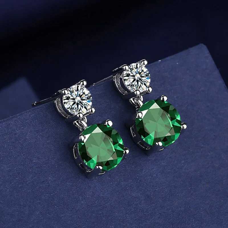 925 Sterling Silver Geometric Stylish Simple Round Zircon Multicolor Womens Daily Elegance Stud Earrings G251216