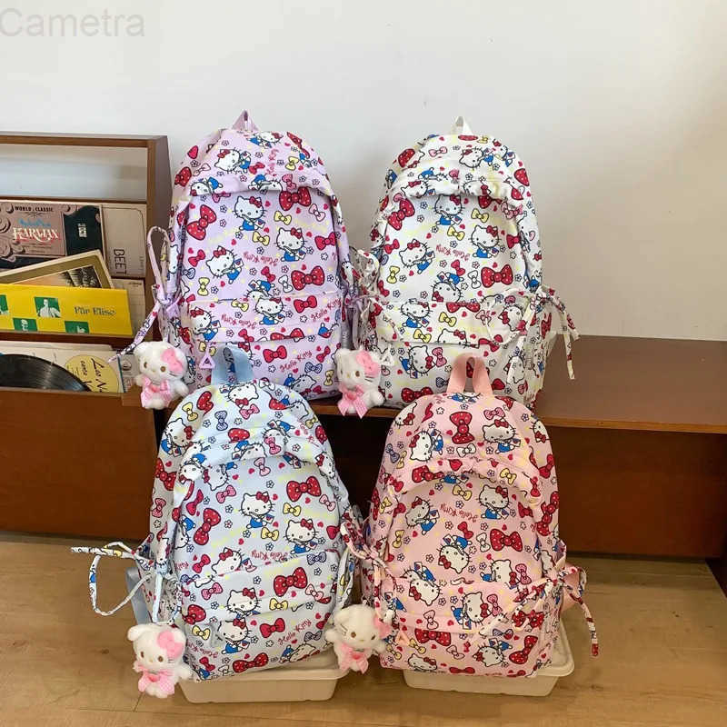 Sanrio New Kitty Printed Backpack Large-capacity Student Schoolbag Zipper Shoulders Bag Leisure Waterproof Y2k Girl Gifts H251216