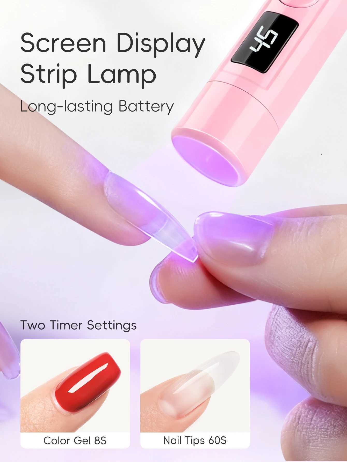 1Pc Pink On-Screen Display Handheld Nail Art UV Lamp For Gel Nails Mini Nail Light Portable LED Nail Lamp USB Nail DryerT251216