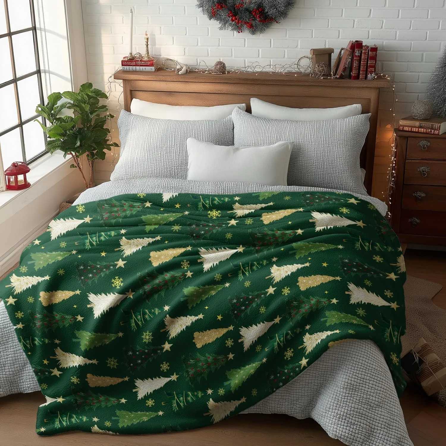 Christmas Flannel Blanket Throw Christmas Red Tree Plush Cozy Fleece Blankets for Couch Sofa Bed Ideal Gifts for Kids Adults H251216 - view 4