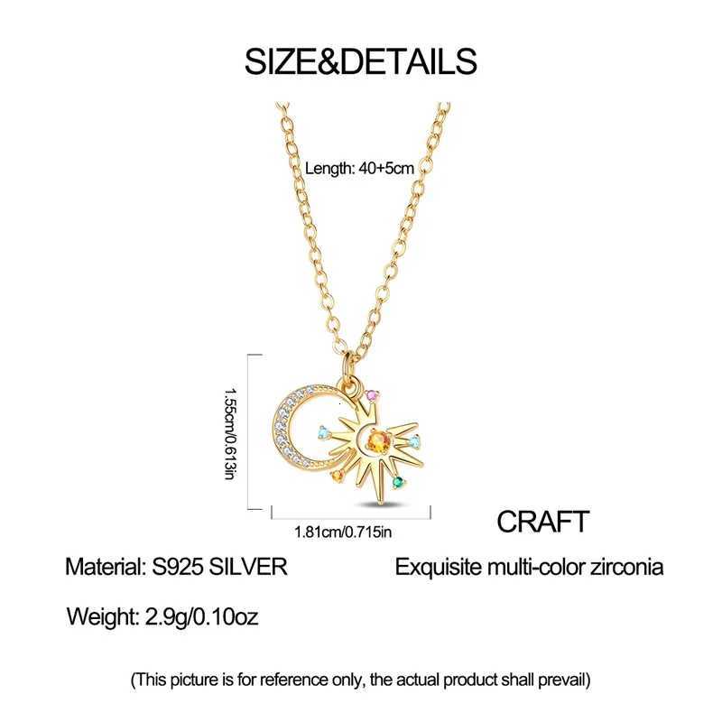 Golden Necklace 925 Sterling Silver Sun Moon Classic Simple Adjustable Necklace for Women Girl Fashion Jewelry Gifts M251216