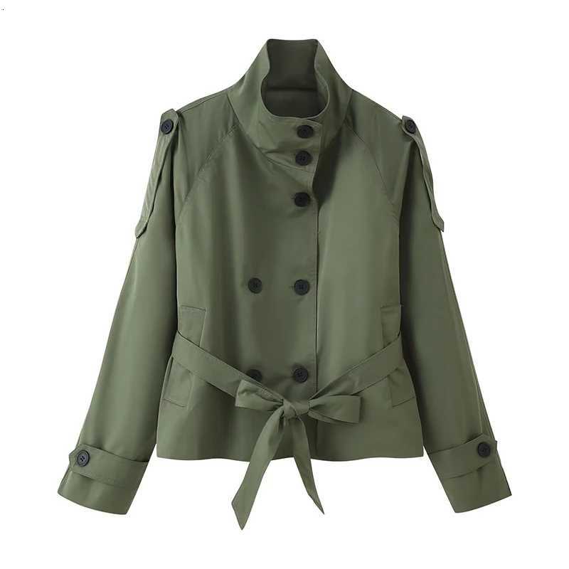 Willshela Women Fashion With Belt Double Breasted Trench Jacket Vintage High Neck Long Sleeve Female Chic Lady Coat OutfitsT251216