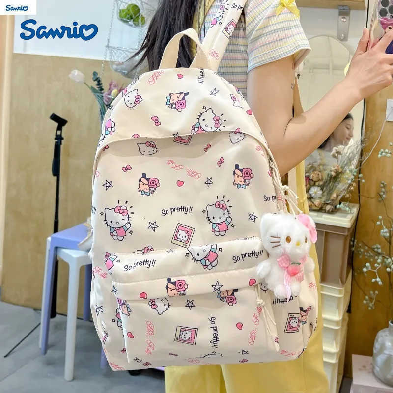Sanrio new cartoon Hello Kitty large capacity backpack for students lightweight and cute high-quality nylon backpack H251216