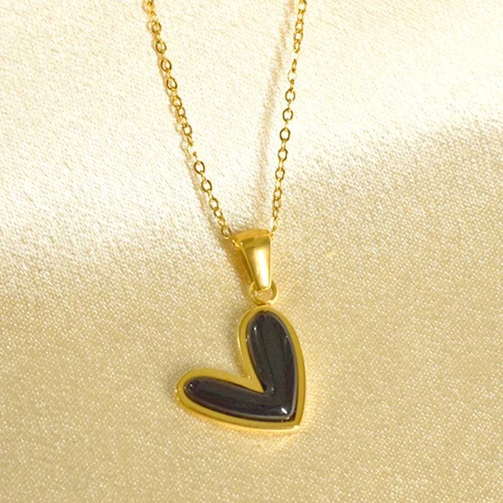 Women Fashion Heart Pendant Necklace Stainless Steel Minimalist Jewelry M251216