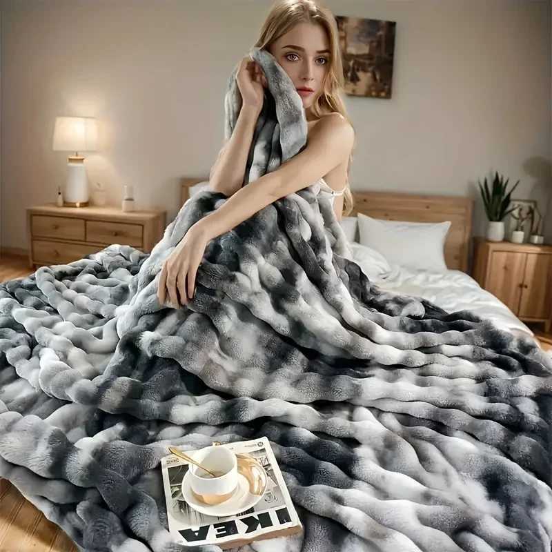 CozyFaux Rabbit Soft Warm 1pc Cozy Faux Rabbit Fleece Blanket Throw for Bedroom Guest Room Living Room Student Dormito H251216 - view 5