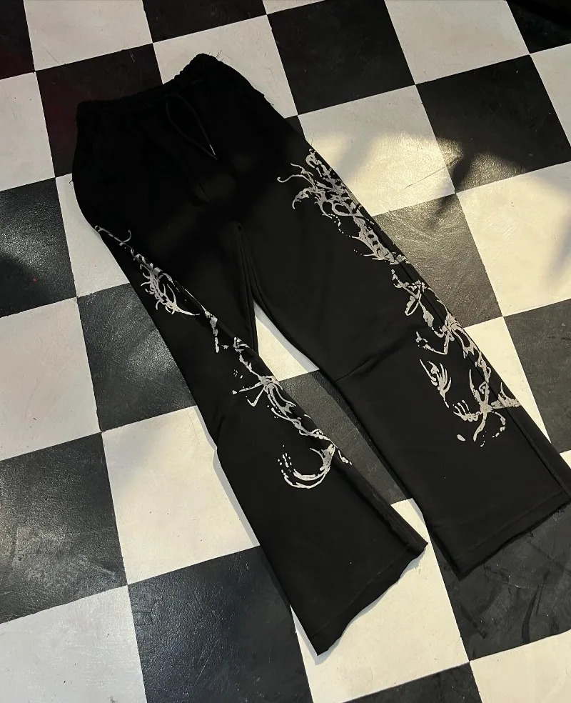 Hip-hop Trendy Streetwear American Y2k Harajuku Striped Print Oversized Sweatpants Casual Loose Straight Wide-leg Pants Men 251215