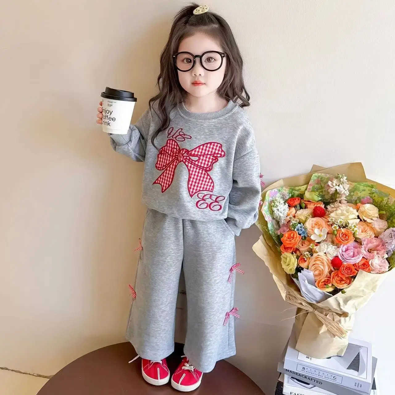Sanrio Kids Girls Clothes 2025 Autumn New Cute Bow Sweater and Pants Two Piece Set Toddler Baby Girl Childrens Clothing H251216