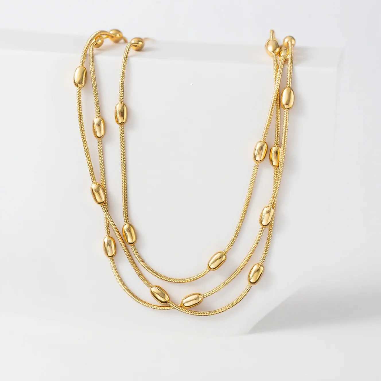 Hot Sale Womens Stainless Steel Gold Plated Layered Necklace Fashion Jewelry For Gift M251216