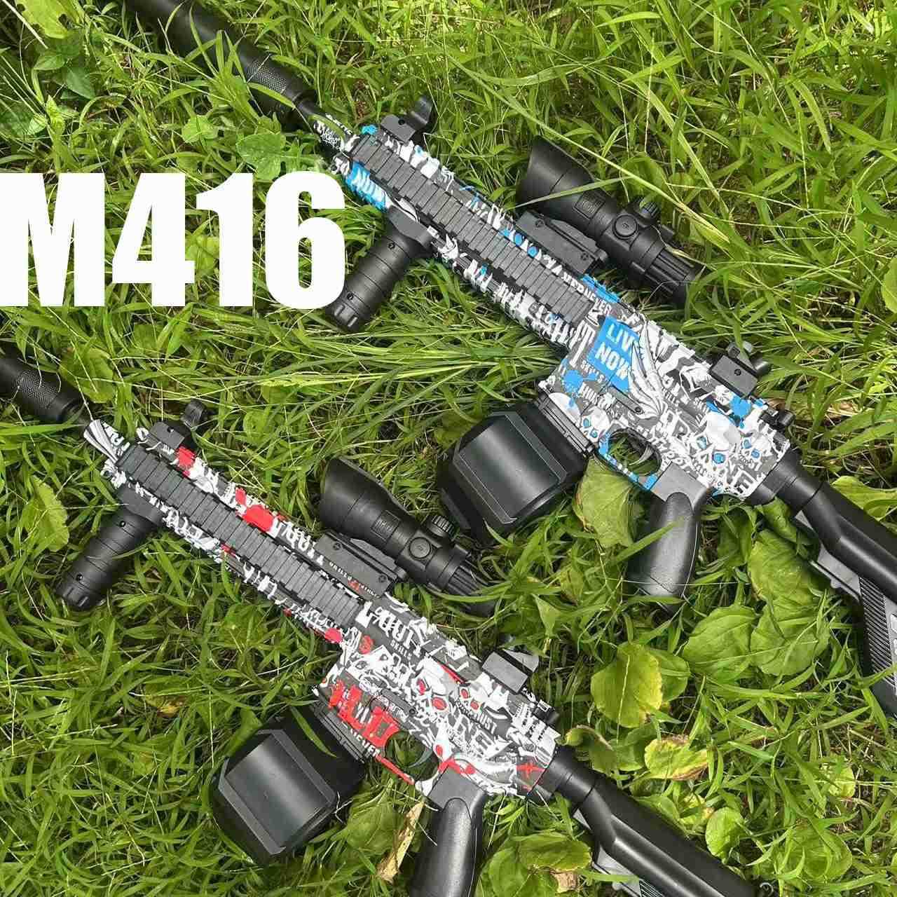 Safe Manual Reloading M416 Toy Gun with Bullet Cartridges and Automatic Return Target Can Fire 7-8mm Gel Balls Outdoor Toy Parent-Child Toy H251216